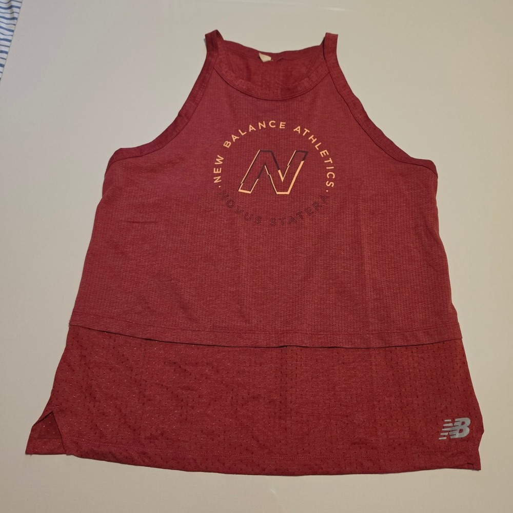 New Balance Athletics Novus Statera Running Tank Top Mesh Burgundy Red Small